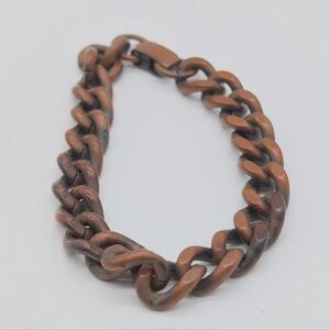 Vintage Copper Cuban Link 7.5 In Chain Bracelet